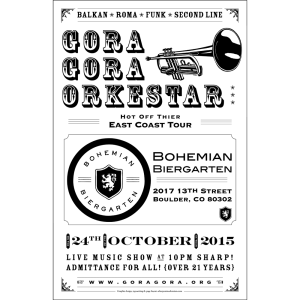 Show poster for the band Gora Gora Orkestar.