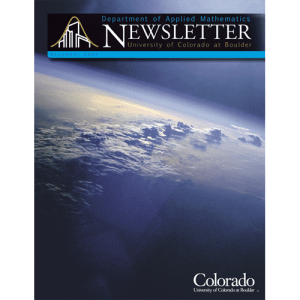 Newsletter cover for the University Of Colorado: Department Of Applied Mathematics Newsletter.