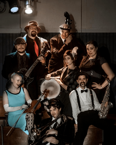 Promotional photo of Hot Club Of Somerville for the Speakeasy Circus.