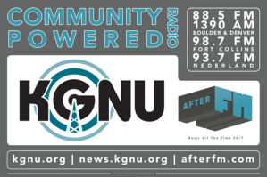 Event banner for KGNU radio.
