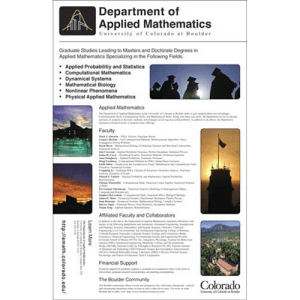 Recruitment poster for the University Of Colorado: Department Of Applied Mathematics.