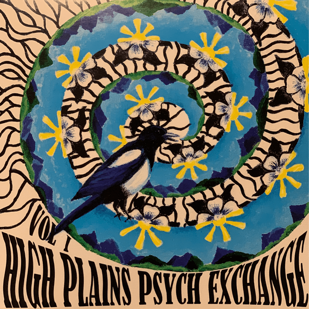 Album cover for the recording, "High Plains Psyc Exchange: Volume 1 (Unicorn Hits and Ian Campbell: Black Snakes Grey Horses)".